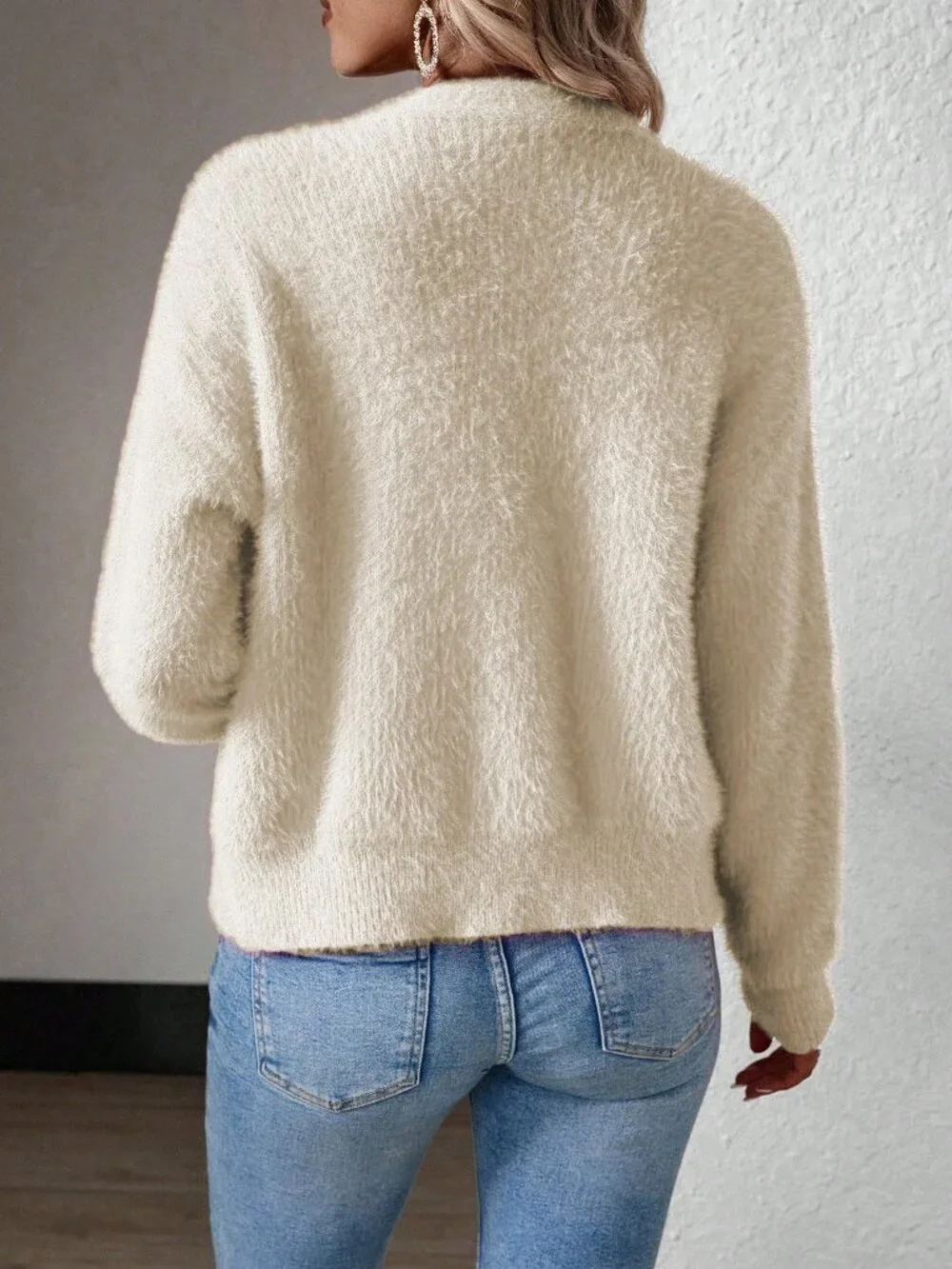Apricot Casual Women's V Neck Long Sleeve Loose Short Cardigan